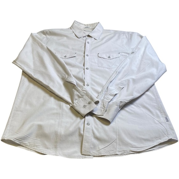 Calvin Klein Grey/White Swiss Tab Button Down Shirt, M - Picture 3 of 7